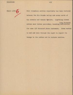 Primary view of object titled '[News Script: Telephone]'.
