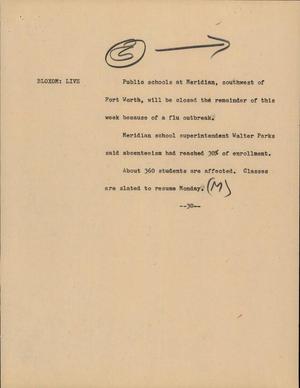 Primary view of object titled '[News Script: Flu Outbreak]'.