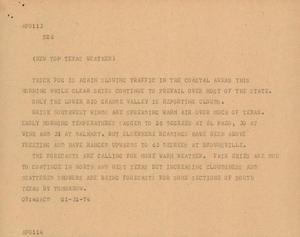 Primary view of object titled '[News Script: New Top Texas Weather]'.