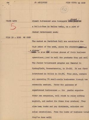 Primary view of object titled '[News Script: JR Achievers]'.