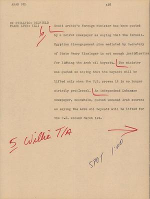 Primary view of object titled '[News Script: Arab Oil]'.