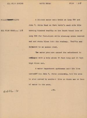 Primary view of object titled '[News Script:  Water Break]'.