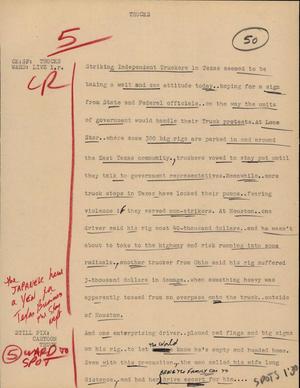 Primary view of object titled '[News Script: Trucks]'.
