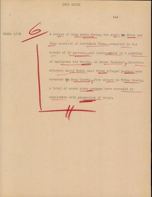 Primary view of object titled '[News Script: Drug Raids]'.