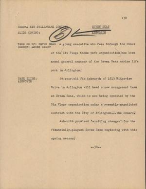 Primary view of object titled '[News Script: Seven Seas]'.