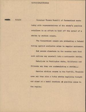 Primary view of object titled '[News Script: Rationing]'.