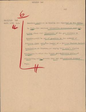 Primary view of object titled '[News Script: Houston Gas]'.