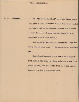 Primary view of object titled '[News Script: Milk Contributions]'.