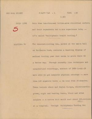 Primary view of object titled '[News Script: Health Van]'.