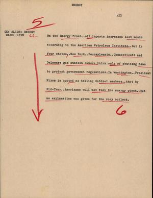 Primary view of object titled '[News Script: Energy]'.
