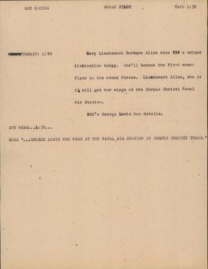Primary view of object titled '[News Script: Woman Pilot]'.