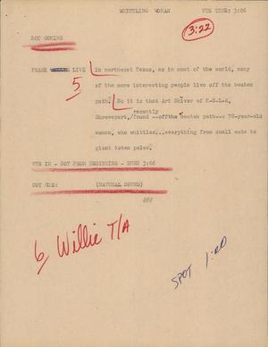 Primary view of object titled '[News Script: Whittling Woman]'.