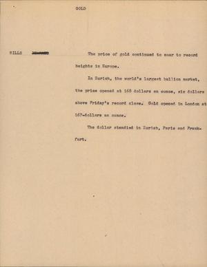 Primary view of object titled '[News Script: Gold]'.