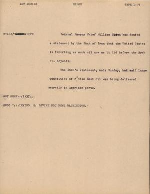 Primary view of object titled '[News Script: Simon]'.