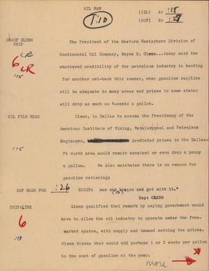 Primary view of object titled '[News Script: Oil Man]'.