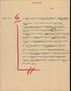 Primary view of object titled '[News Script: Tyler court]'.