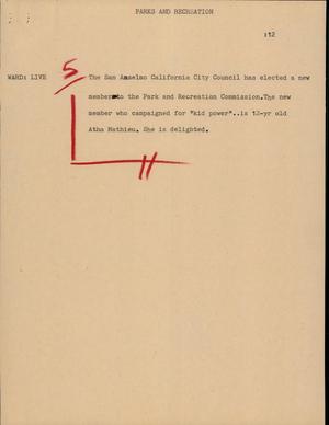 Primary view of object titled '[News Script: Parks and recreation]'.