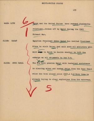 Primary view of object titled '[News Script: Egypt-United States]'.