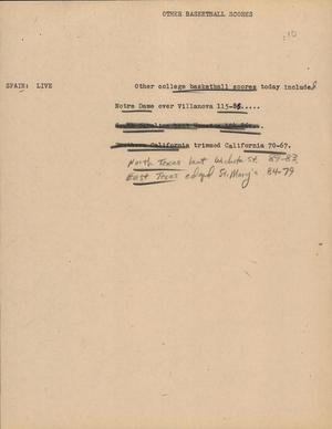 Primary view of object titled '[News Script: Other basketball scores]'.