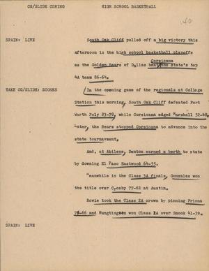 Primary view of object titled '[News Script: High school basketball]'.