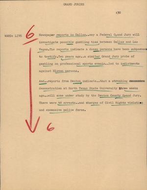 Primary view of object titled '[News Script: Grand juries]'.