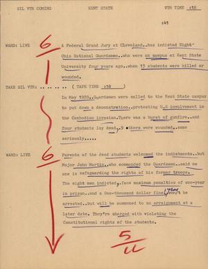 Primary view of object titled '[News Script: Kent state]'.