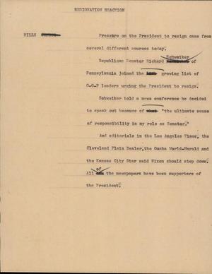 Primary view of object titled '[News Script: Resignation Reaction]'.
