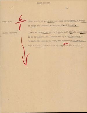 Primary view of object titled '[News Script: Teddy Kennedy]'.