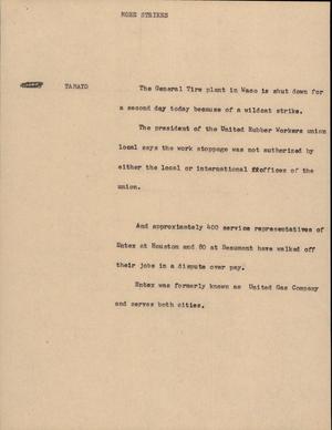Primary view of object titled '[News Script: More Strikes]'.