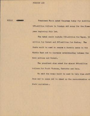 Primary view of object titled '[News Script: Foreign Aid]'.