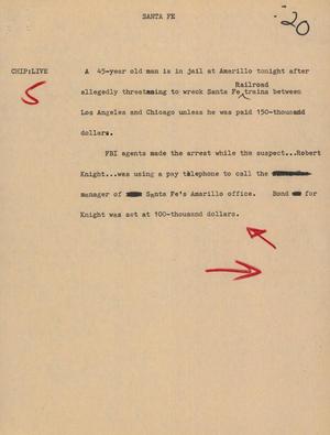 Primary view of object titled '[News Script: Santa Fe]'.