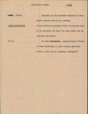 Primary view of object titled '[News Script: Richardson Kudos]'.