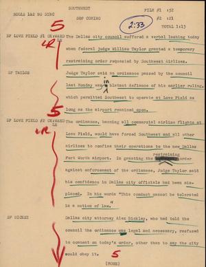 Primary view of object titled '[News Script: Southwest]'.