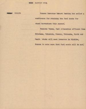 Primary view of object titled '[News Script: Harvest Fuel]'.