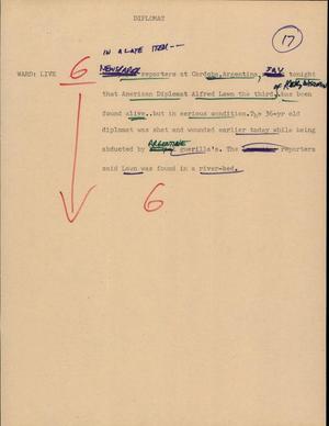Primary view of object titled '[News Script: Diplomat]'.