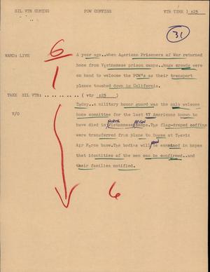 Primary view of object titled '[News Script: Pow Coffins]'.