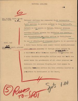 Primary view of object titled '[News Script: National airlines]'.