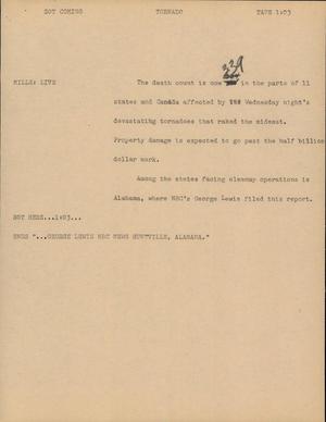 Primary view of object titled '[News Script: Tornado]'.
