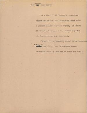 Primary view of object titled '[News Script: Food cost survey]'.