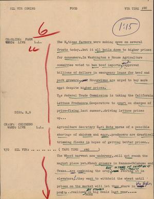 Primary view of object titled '[News Script: Food]'.