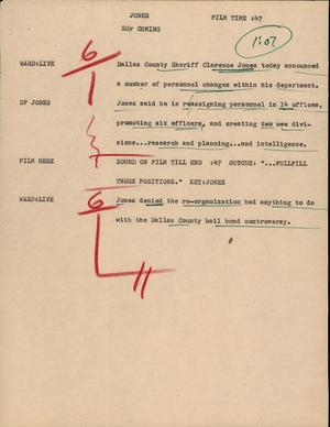 Primary view of object titled '[News Script: Jones]'.