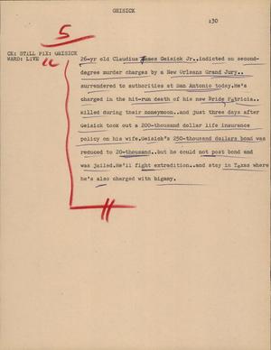 Primary view of object titled '[News Script: Geisick]'.