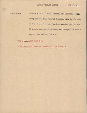 Primary view of object titled '[News Script: Lewis tornado report]'.
