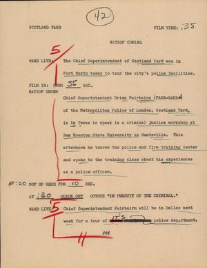 Primary view of object titled '[News Script: Scotland yard]'.