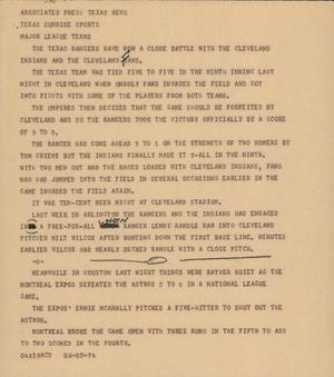 Primary view of object titled '[News Script: Texas sunrise sports]'.