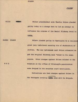 Primary view of object titled '[News Script: Colson]'.