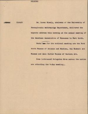 Primary view of object titled '[News Script: Museums]'.