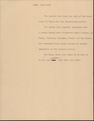 Primary view of object titled '[News Script: Wheat crop]'.