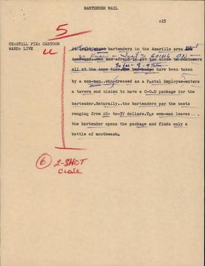 Primary view of object titled '[News Script: Bartender mail]'.
