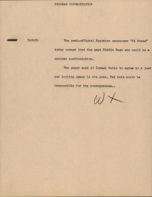 Primary view of object titled '[News Script: Nuclear confrontation]'.